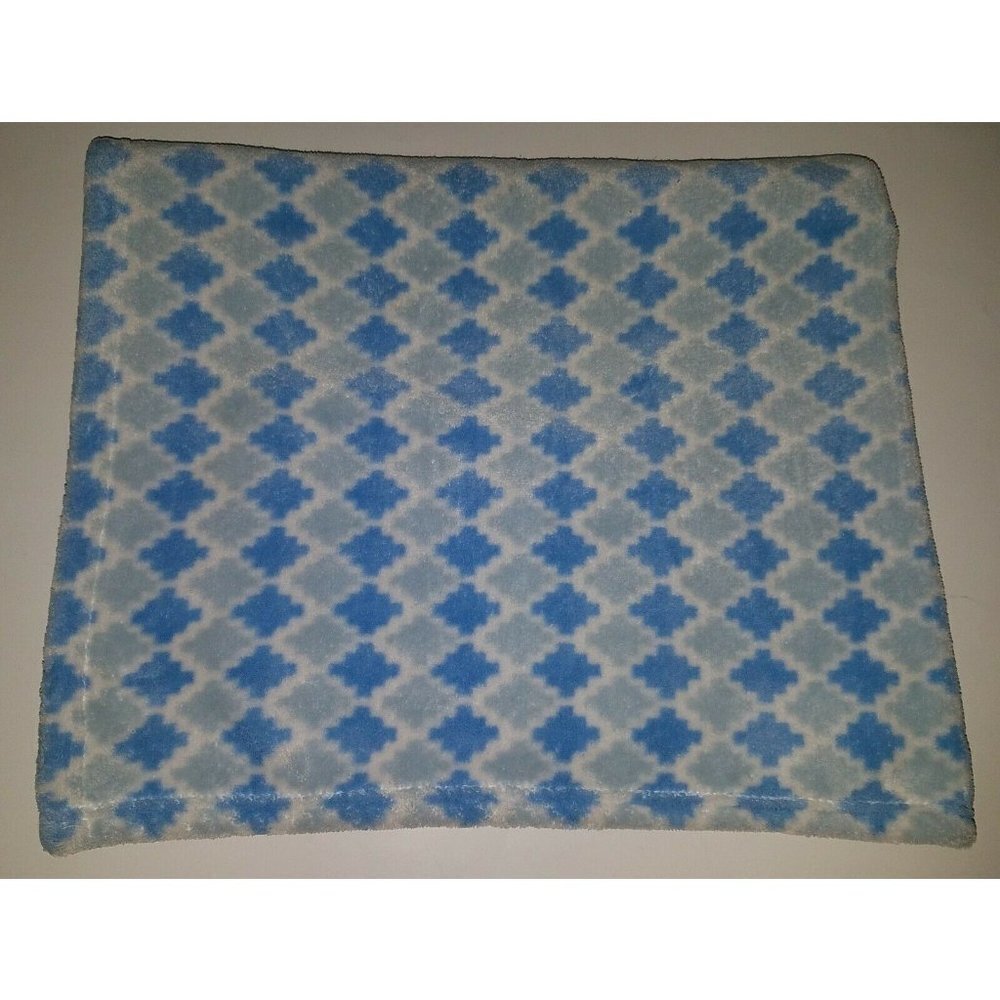 RN 119741 Blue Gray White Fleece Baby Blanket Lovey Security Boy Geometric